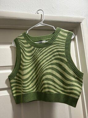 Green Striped Sweater Vest